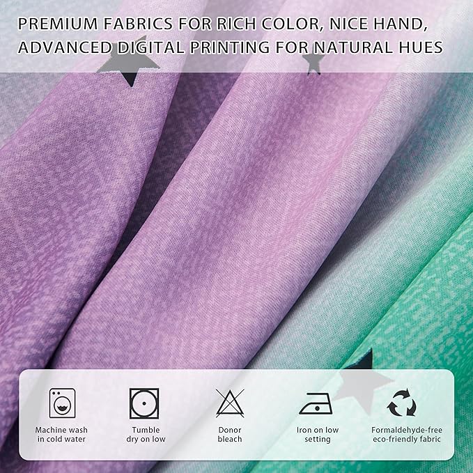 XiDi Purple Rainbow Curtains for Kids' Bedroom - Grey Green, 72x34 in, 1 Panel