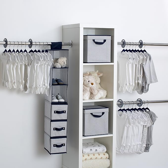 Delta Children Nursery Storage 48 Piece Set - Easy Storage/Organization Solution - Keeps Bedroom, Nursery & Closet Clean, Navy