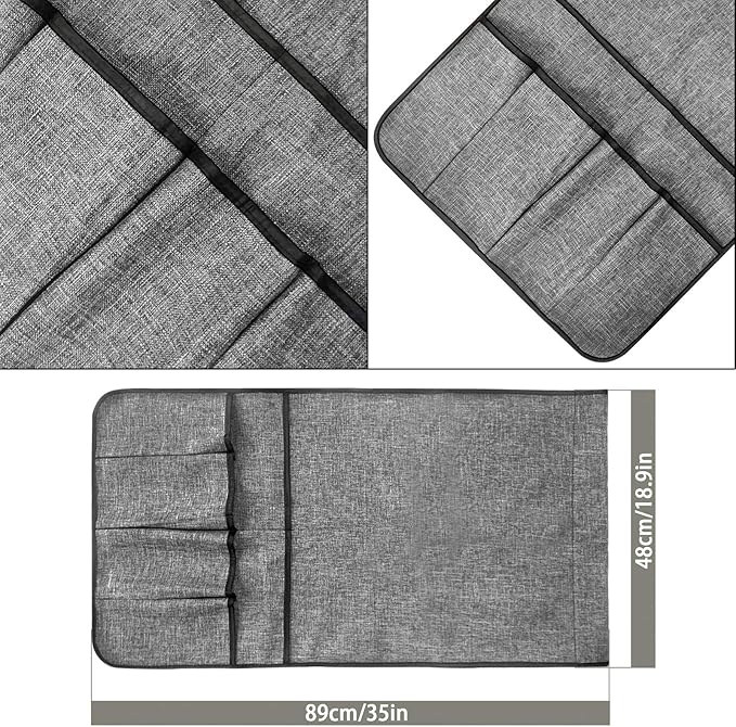 Couch Sofa Armrest Organiser Arm Chair Caddy Bedside Storage Pocket with 8 Pockets TV Remote Holder Bed Storage Pocket Bag for Cellphone Tablet Notepad Book Magazines DVD Glasses