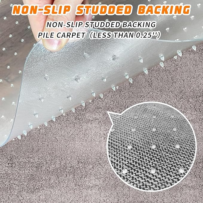 Office Chair Mat for Carpet Floors, Desk Mats 48"X36" for Rolling Desk on Low Pile Carpets, Rectangle Computer Gaming Plastic Floor Mats for Office Chair on Carpet, Flat Without Curling