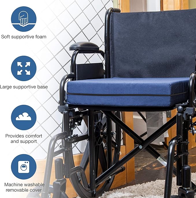 DMI Cushion for Office Chairs, Wheelchairs, FSA HSA Eligible, Scooters, Kitchen or Car Seats for Support and Height while Reducing Stress on Back, Tailbone or Sciatica.