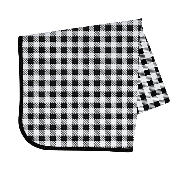 BapronBaby White Buffalo Plaid Splash Mat - Waterproof Catch-All for Under High Chairs, Floors, Tables, Playtime or Arts & Crafts - Machine Washable - 45" x 45”