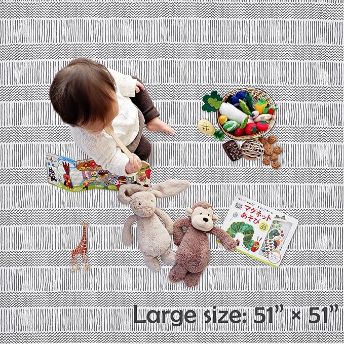 Splat Mat for Under High Chair/Arts/Crafts, Triluby 51" Waterproof Non Slip Food Splash Mat for Eating Mess, Washable Weaning Mat Reusable Spill Floor Protector (Stripe)