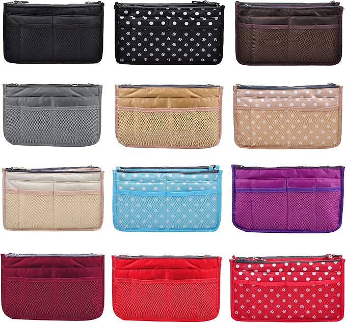 Vercord Updated Purse Handbag Organizer Insert Liner Bag in Bag 13 Pockets Coffee Medium