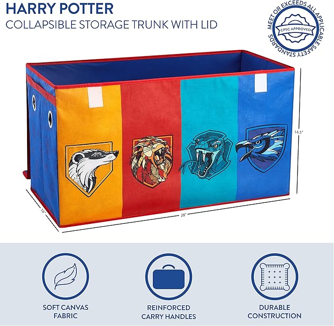 Harry Potter Collapsible Storage Trunk with Lid, 28" W x 16" D x 14.5" H