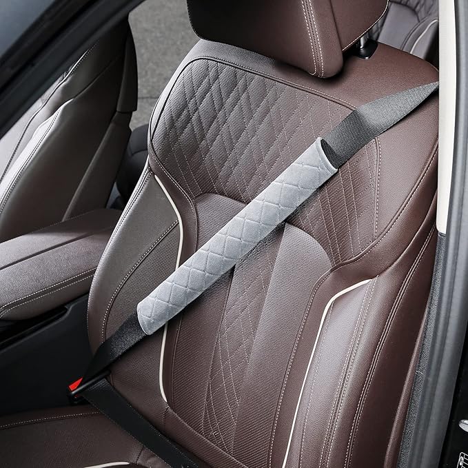 Seat Belt Cover Pad Car Accessories Car Seat Belt Pads Seatbelt Cushion Seatbelt Covers seat Belt Cover pad for Adults 2 Pack 15.5in（Gray）