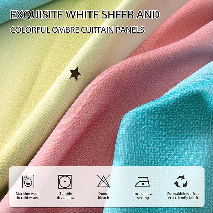 XiDi Curtains for Girls Bedroom Decro,Blackout for 84 Inches Long for Kids Room, Colorful Rainbow Style, Unicorn Wall Decor Ombre Curtains, Princess Room Pink/Blue