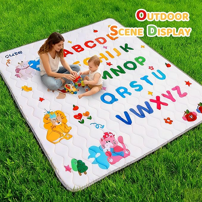 Baby Play Mat for Floor, 71'' x 59'' Thicken Foam Soft Padded Mat for Baby, Playpen Mat for Toddlers Infant Kids, Machine Washable, Non-Slip Bottom Safe for Crawling (Circus)