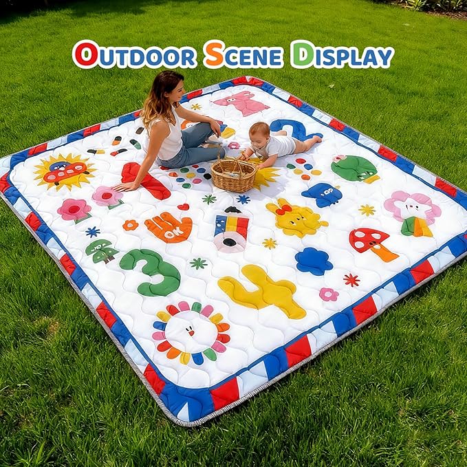 Baby Play Mat for Floor, 50'' x 50'' Thicken Foam Soft Padded Mat for Baby, Playpen Mat for Toddlers Infant Kids, Machine Washable, Non-Slip Bottom Safe for Crawling (Number)