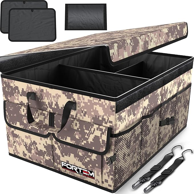 FORTEM Trunk Organizer For SUV Car Trunk Organizer, Foldable Storage, Car Accessories for Women Men, Collapsible Bag, Perfect Christmas Gifts, 600D Oxford, Non Slip Bottom, Straps, Soft Cover (50L)
