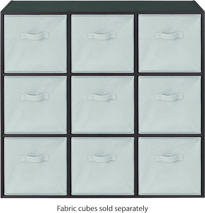 Whitmor 9 Cube Storage Organizer, 3 Tier Stackable Mdf Wood Bookcase, Open Storage Display Bookshelf, Storage Cabinet for Living Room, Bedroom, Home, Office, 35.5"L x 11.7"W x 35.5"H, Espresso