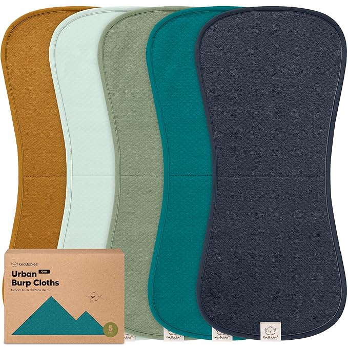 KeaBabies 5-Pack Organic Burp Cloths Baby Girl, Boy - Extra Large, Absorbent Baby Burp Cloths, Soft Burping Cloths for Babies, Newborn Burp Clothes, Cotton Burp Rags, Thick Burp Cloth (Eclipse/Quin)
