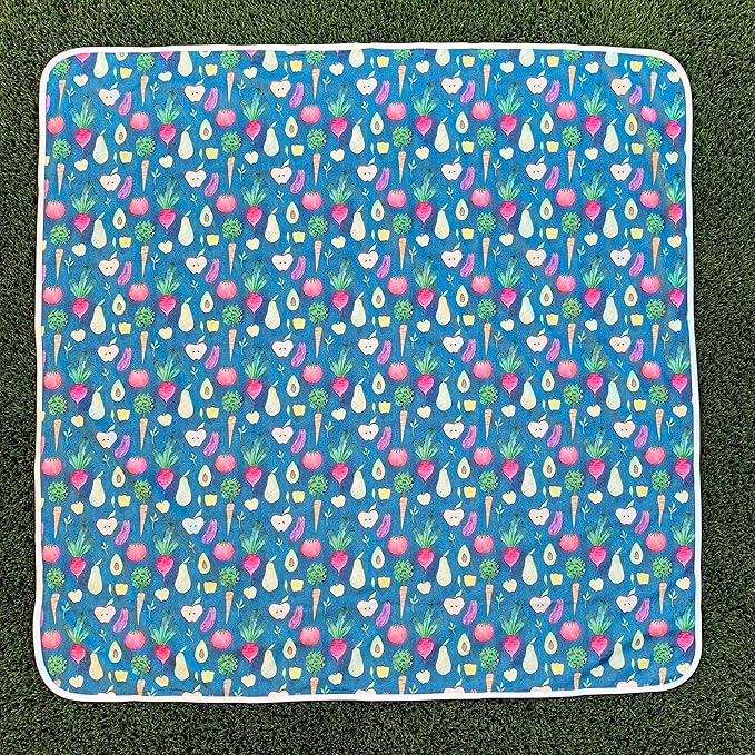 BapronBaby Organic Produce Splash Mat - Waterproof Catch-All for Under High Chairs, Floors, Tables, Playtime or Arts & Crafts - Machine Washable - 45" x 45”