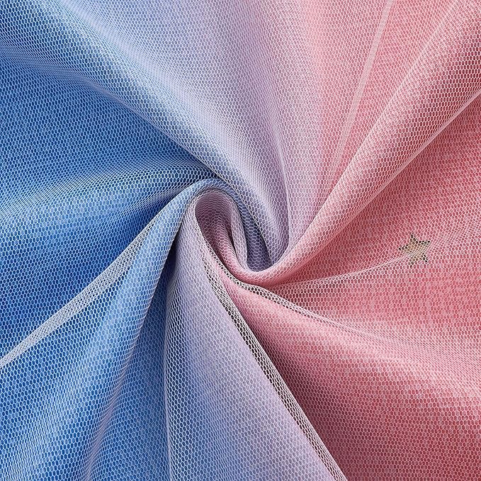 XiDi Pink & Rainbow Curtains for Kids & Girl Rooms - Blackout, Unicorn Wall Decals, Blue & Green, 34x84 Inch
