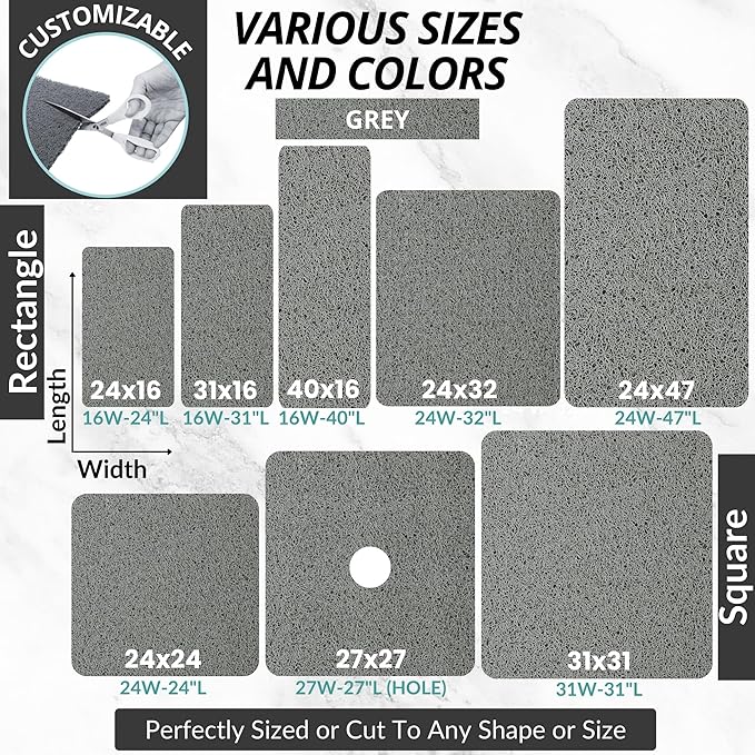 Non Slip Bathtub Mat Shower Mat for Tub - Loofah Bath Mats for Bathroom - 40x16 Bathtub Floor Mat - Textured Anti Slip Bath Mat Without Suction Cups - Secure Mat for Wet Areas (40x16 Gray)