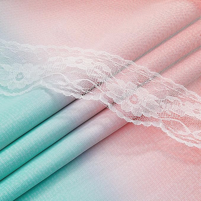 XiDi Double Layer Curtains for Nursery Girls Bedroom 84 Inches Long Full Blackout for Kids Princess Room Colorful Rainbow Design Unicorn Wall Decor Ombre Pink Purple Green Curtains W52 X L84 2 Panels