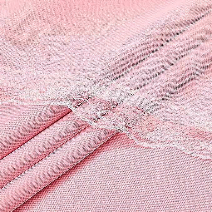 XiDi Pink Blackout Curtains for Girls Bedroom Living Room 63 Inches Long 2 Panels Thermal Insulated Double Layer Curtains with Sheer Overlay Lace Hem for Nursery Kids Princess Grommet Drapes 34Wx63L