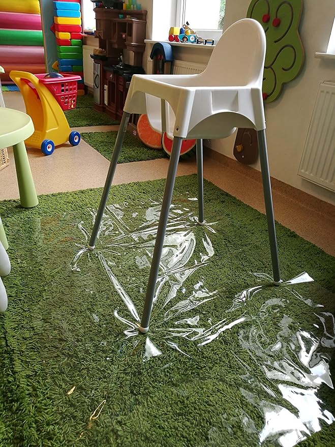 Easy Cleaning Splash Mat High Chair Floor Mat Feeding Floor Cover Multipurpose for Arts/Craft/Pets/Labs (Large | Clear)