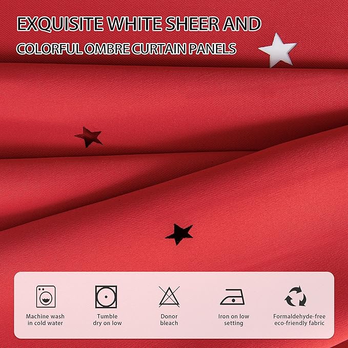 XiDi Blackout Curtains for Bedroom Windows - Unicorn Pattern for Girls & Kids Room, Living Room - 63x52 Inches, 2 Panel, Red