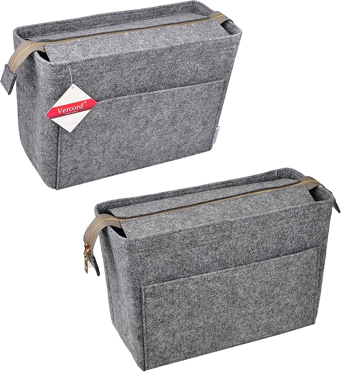 Vercord Felt Zipper Handbag Tote Purse Duffel Backpack Organizer Insert Dark Grey Medium
