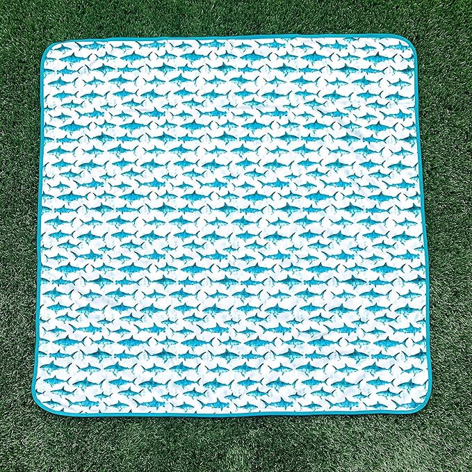 BapronBaby Shark Attack Splash Mat - Waterproof Catch-All for Under High Chairs, Floors, Tables, Playtime or Arts & Crafts - Machine Washable - 45" x 45”