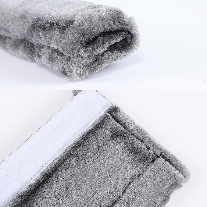 Amooca Soft Faux Fur Universal Fit Seatbelt Cover Car Truck SUV Airplane Seat Belt Shoulder Pad for Carmera Backpack Straps Neck Cushion Protector Extra Long 19.7in Dark Gray