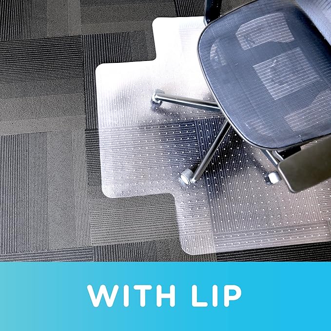 Dimex Office Chair Mat for Low‑Pile Carpet – 45" x 53" Clear Desk Floor Protector with Lip, Smooth Glide PVC for Rolling Chairs