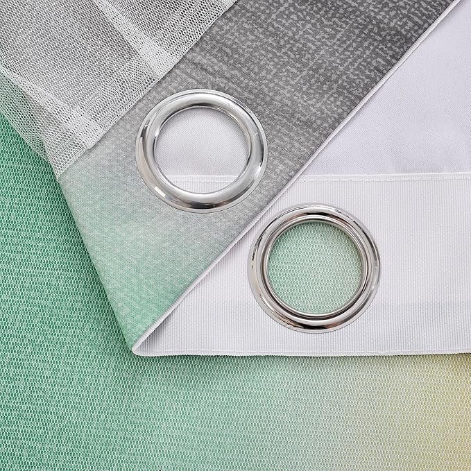 XiDi Curtains for Bedroom Decor, Rainbow GreenYellowGrey52/90/1