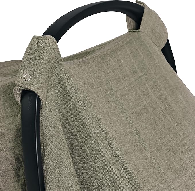 Car Seat Cover Baby - Organic Muslin Cotton - Carseat Canopy - 43" x 32" 2-Pack (Sage Green/Soft Grey)