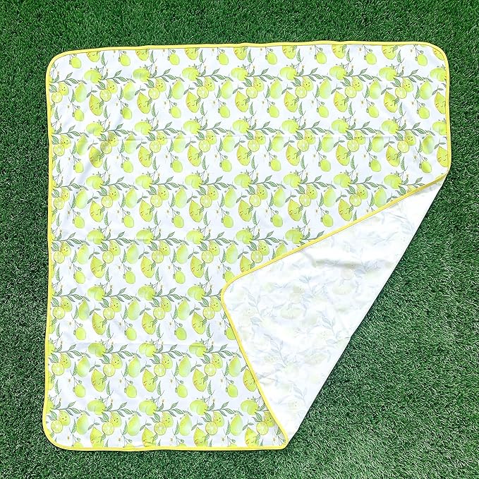 BapronBaby Fresh Lemon Splash Mat - Waterproof Catch-All for Under High Chairs, Floors, Tables, Playtime or Arts & Crafts - Machine Washable - 45" x 45”