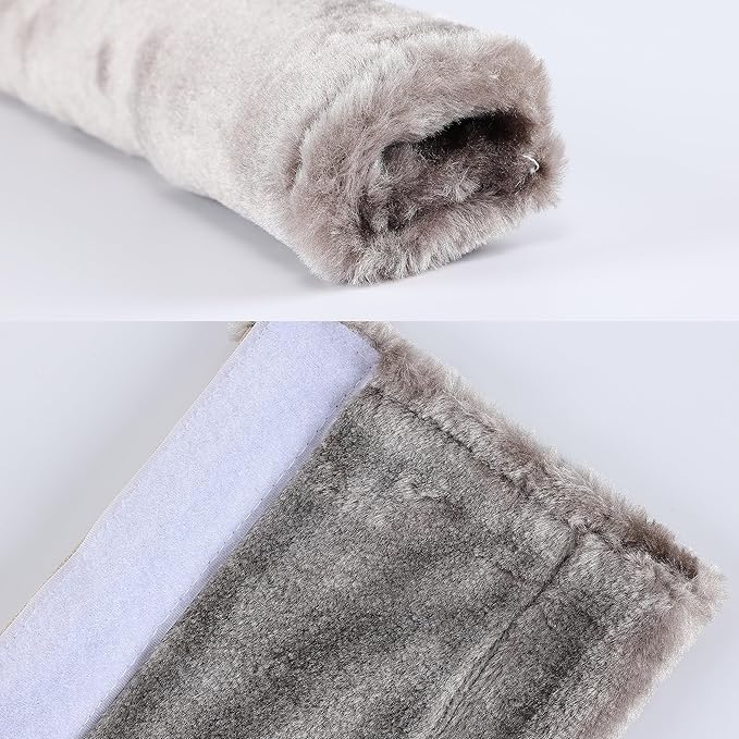 Amooca Soft Faux Fur Universal Fit Seatbelt Cover Car Truck SUV Airplane Seat Belt Shoulder Pad for Carmera Backpack Straps Neck Cushion Protector Extra Long 25.6in Brown Gray