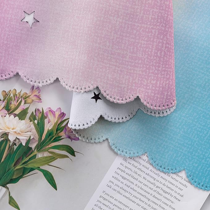 XiDi Curtains for Bedroom Decor, Rainbow Pink Purple/34/90