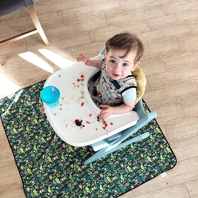 BapronBaby Dino Days Splash Mat - Waterproof Catch-All for Under High Chairs, Floors, Tables, Playtime or Arts & Crafts - Machine Washable - 45" x 45”