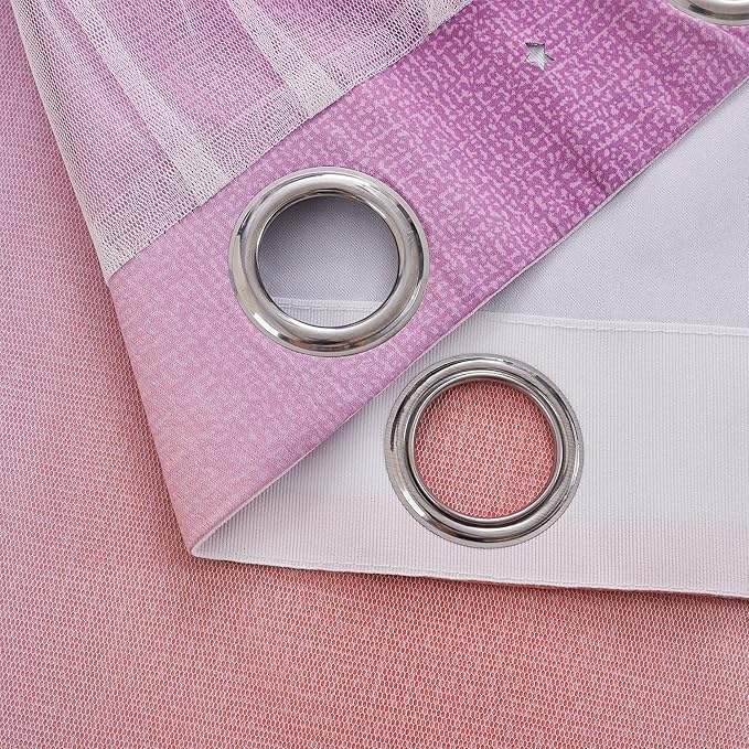 XiDi Curtains for Bedroom Decor, Rainbow Pink PurpleYellow34/45/1