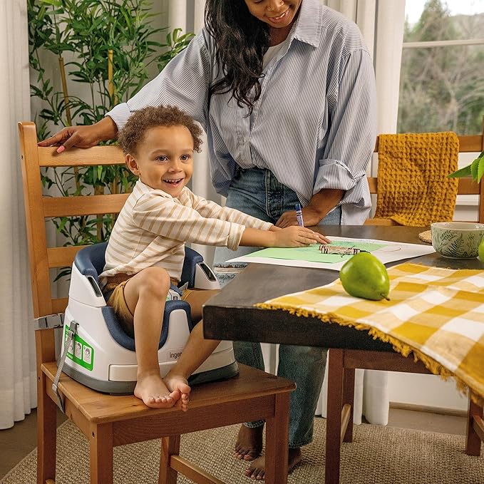 Ingenuity Baby Base 2-in-1 Booster Feeding and Floor Seat with Self-Storing Tray - Night Sky