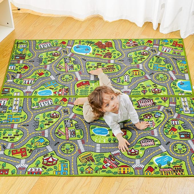 JOYIN Kids Play Rugs, Playmat City Life Carpet, Durable Carpet Playmat Rug, City Pretending Play, Toddler Rug