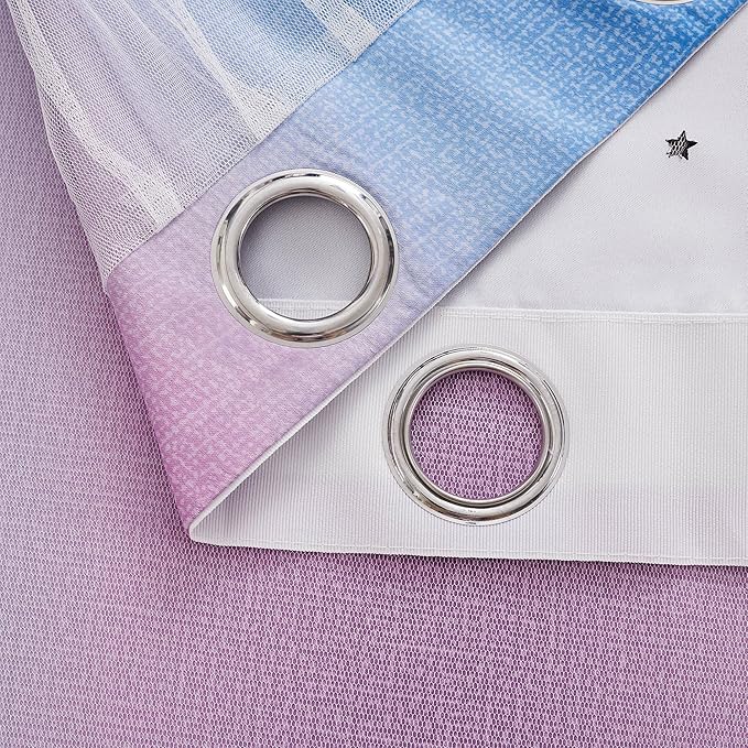 XiDi Curtains for Bedroom Decor, Rainbow Green PurpleBlue52/54/1