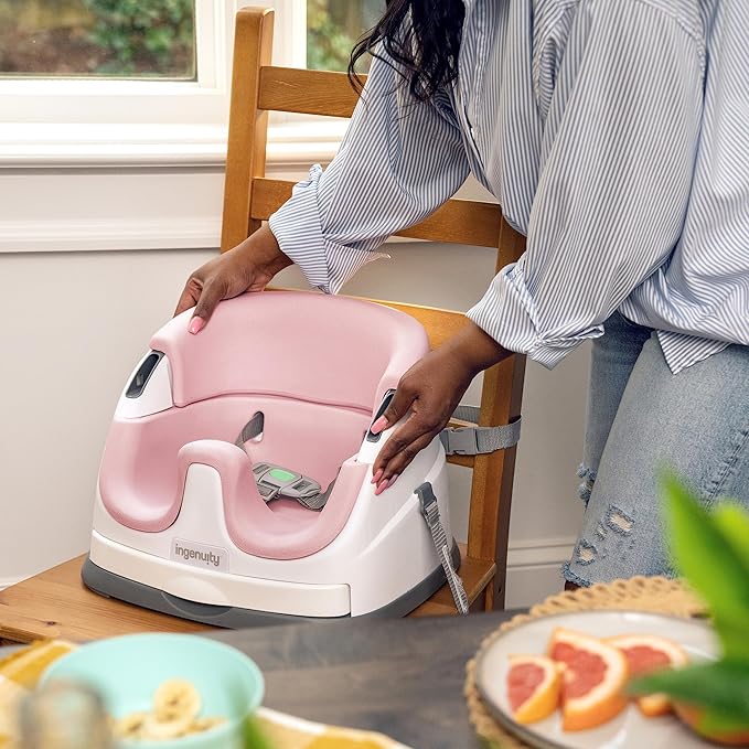 Ingenuity Baby Base 2-in-1 Booster Feeding and Floor Seat with Self-Storing Tray - Peony