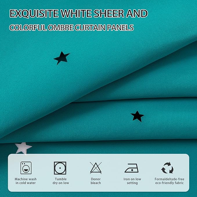XiDi Black Out Curtains for Girls Bedroom Decor, Unicorn Curtains for Kids Room, Blackout Curtains for Living Room 63 inchs Long 34 inches Wide 2 Panel Teal