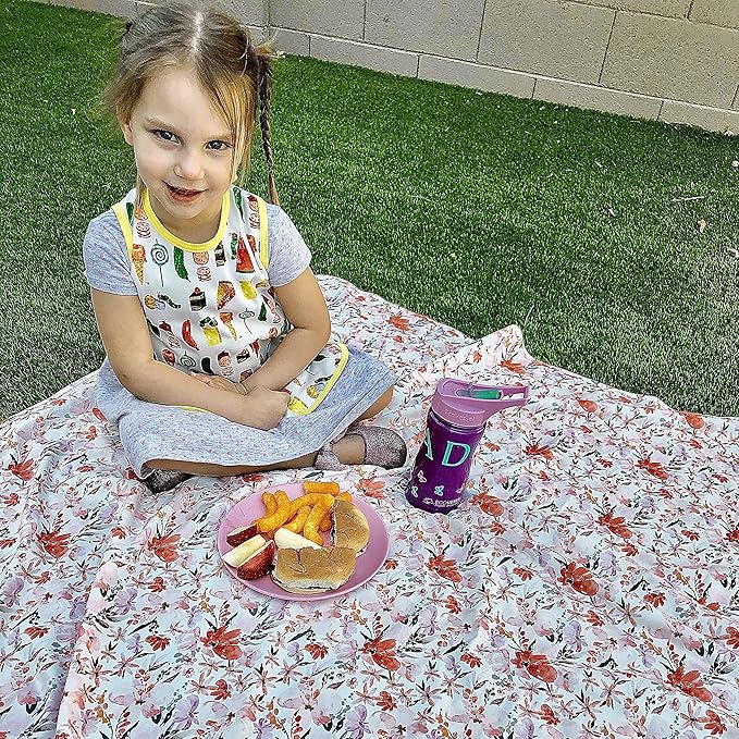 BapronBaby Peachy Dream Splash Mat - Waterproof Catch-All for Under High Chairs, Floors, Tables, Playtime or Arts & Crafts - Machine Washable - 45" x 45”